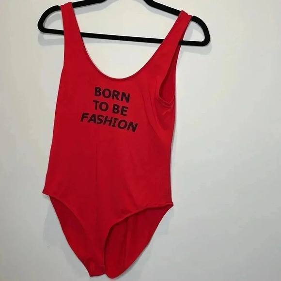 Zara Red & Black Born to be fashion bodysuit - Picture 4 of 8